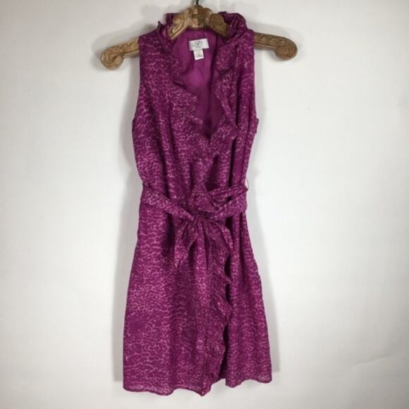 LOFT Pink Leopard Cheetah Wrap Dress Size 0 P - Picture 6 of 9